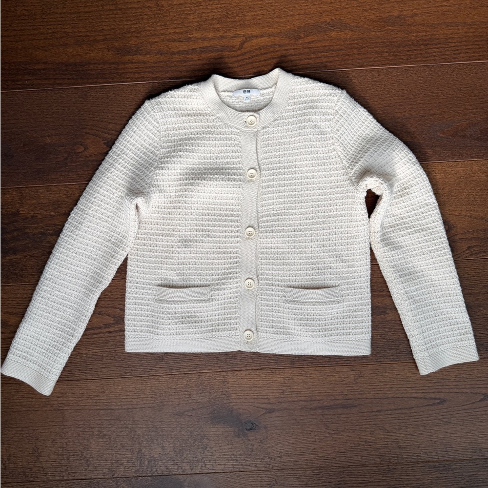 Uniqulo Cream Button-Up Cardigan